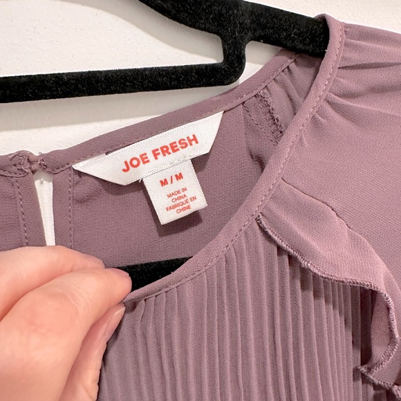 Joe Fresh, purple, sheer sleeve, pleated, blouse, size M, good condition - Picture 2 of 3